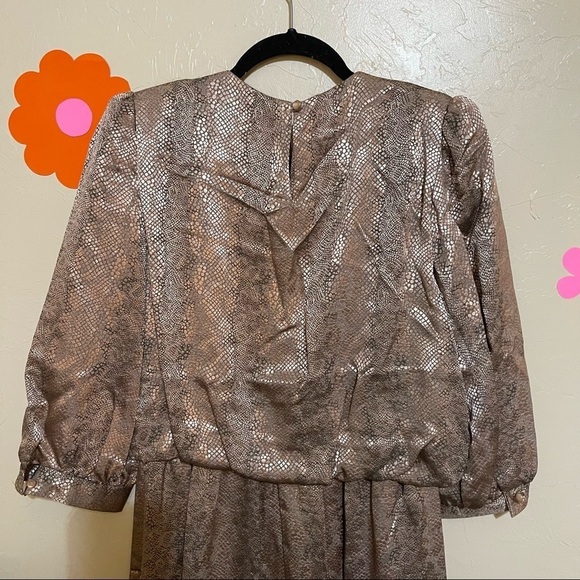 Lady Carol 70s Reptile Print Puff Sleeve‎ Dress sz Medium - Picture 7 of 11